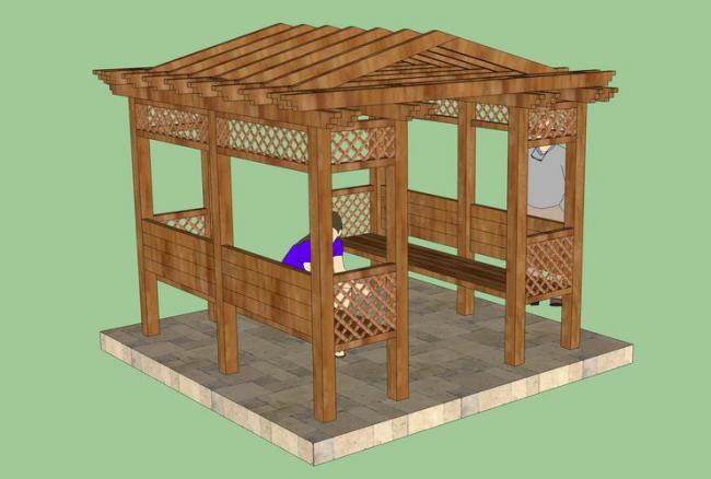 SketchUp Model: Wooden Pavilion for Leisure and Landscape Design