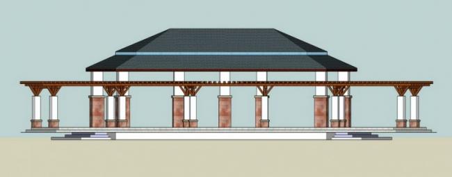 SketchUp Model: Landscape Pavilions with Flower Shelves and Detailed Sketches