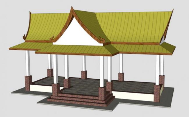 Southeast Asian Style Pavilion Sketches and Landscape Models in SketchUp