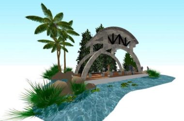 SketchUp Model: Landscape Pavilion Design with Surrounding Layout, Components, and Materials-BIM WORLD