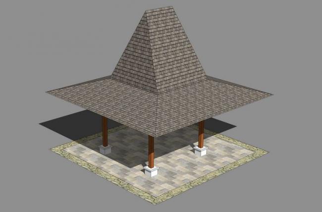 SketchUp Model: Southeast Asian Classical Style Pavilions and Sketches