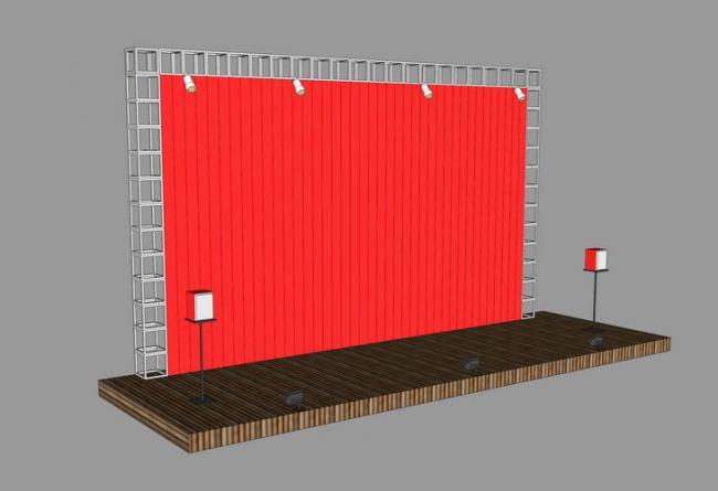 SketchUp Material Model: Outdoor Stage Background Wall Landscape Component
