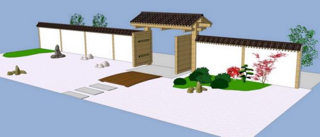 SketchUp Material Models: Chinese Courtyard Entrance Landscape Components