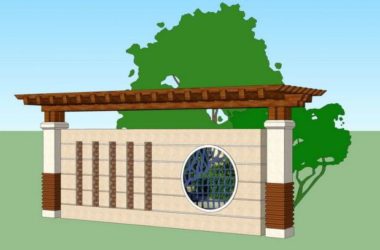 SketchUp Material Model: Landscape Wall with Flower Frame Component-BIM WORLD