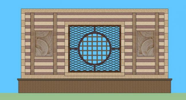 SketchUp Material Model: Chinese Landscape Wall Component