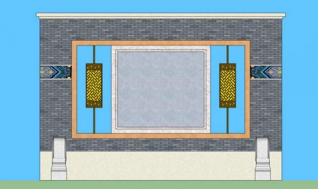 SketchUp Material Model: Chinese Landscape Wall Component