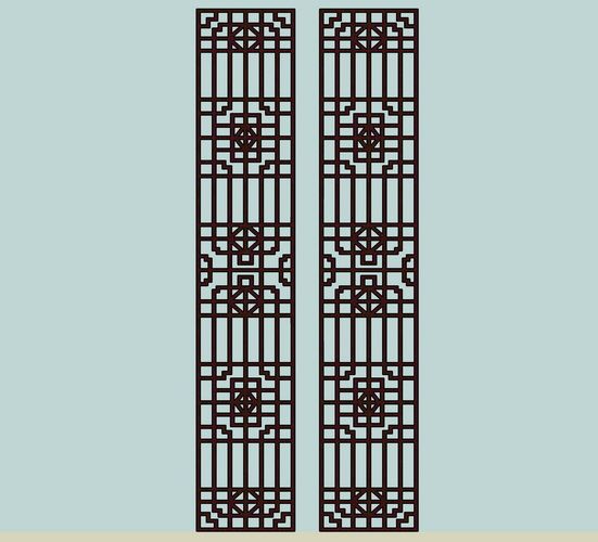 SketchUp Material Model: Chinese Grid Texture Component