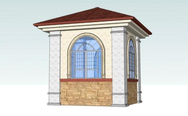 European-Style Security Pavilion Sketch Model with Classical Design Elements