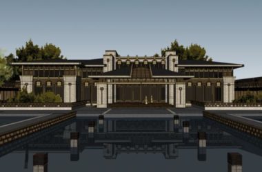 SketchUp Business Model: Multi-Story Chinese-Style Clubhouse and Commercial Building-BIM WORLD