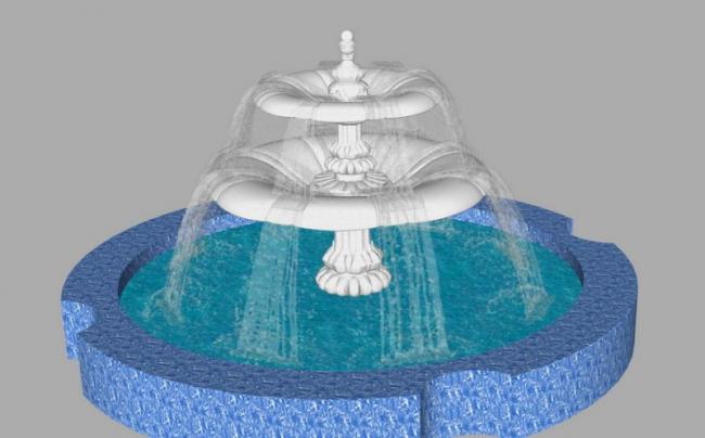 SketchUp Material Model: European Classical Water Fountain and Landscape Components