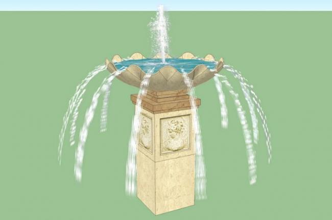 SketchUp Material Model: European Classical Water Fountain for Landscape Design