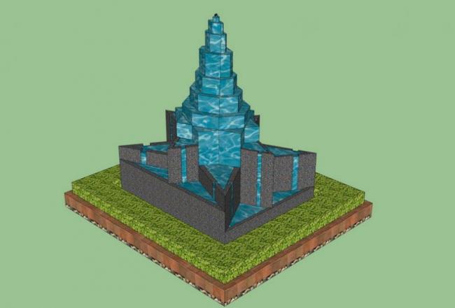 SketchUp Material Model: Modern Waterscape Waterfall Landscape Component