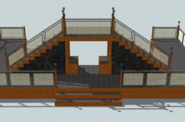 SketchUp Material Model | Landscape Materials for Bridge-Connected Outdoor Viewing Platforms-BIM WORLD