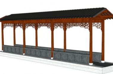 SketchUp Material Model: Chinese Corridor Frame Component-BIM WORLD