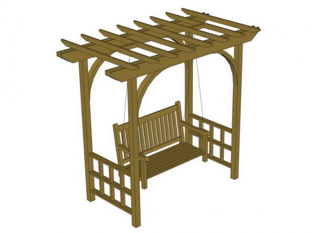 SketchUp Material Model: Flower Frame Landscape with Swing Component