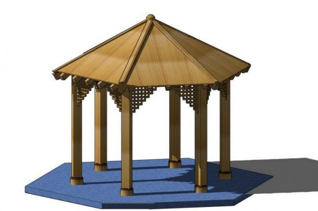 Chinese-Style Pavilion Sketch Model in SketchUp