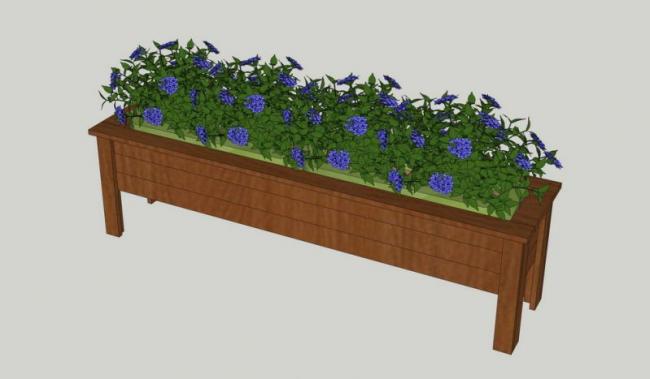 SketchUp Material Model: Wooden Flower Pool Landscape Component