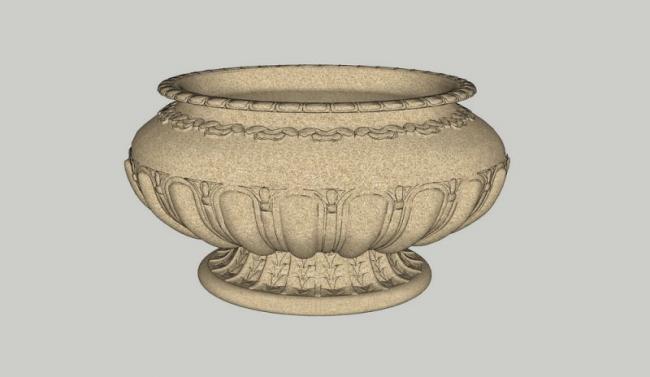 SketchUp Material Model: European Floral Bowl Sculpture for Landscape Design