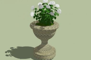 SketchUp Material Model: European Floral Bowl Landscape Component-BIM WORLD