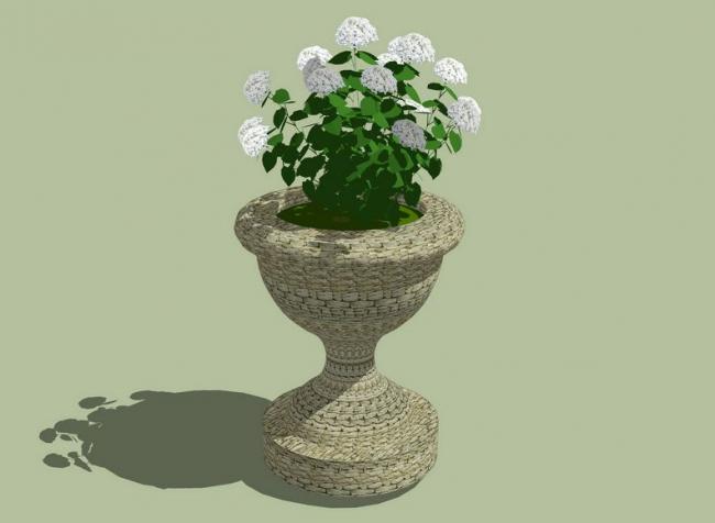 SketchUp Material Model: European Floral Bowl Landscape Component