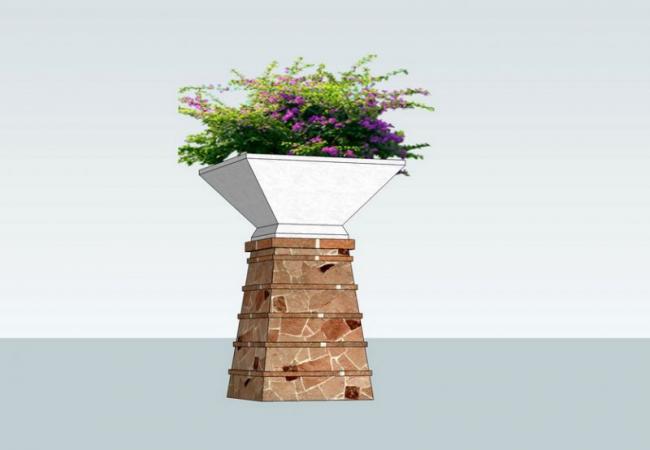 Modern Flower Bowl Landscape Component | SketchUp Material Model