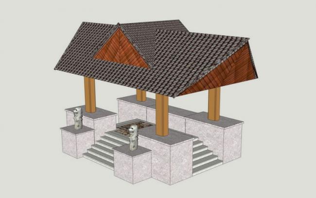 Southeast Asian Pavilion Sketch in Classical Style Using SketchUp
