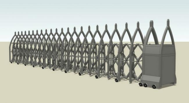Electric Telescopic Doors for Entrance and Exit Gates | SketchUp Material Model