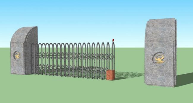 Electric Telescopic Door Models for Entrance and Exit Gates in SketchUp