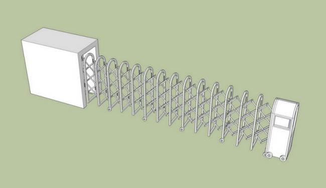 SketchUp Material Model for Electric Telescopic Entrance Doors