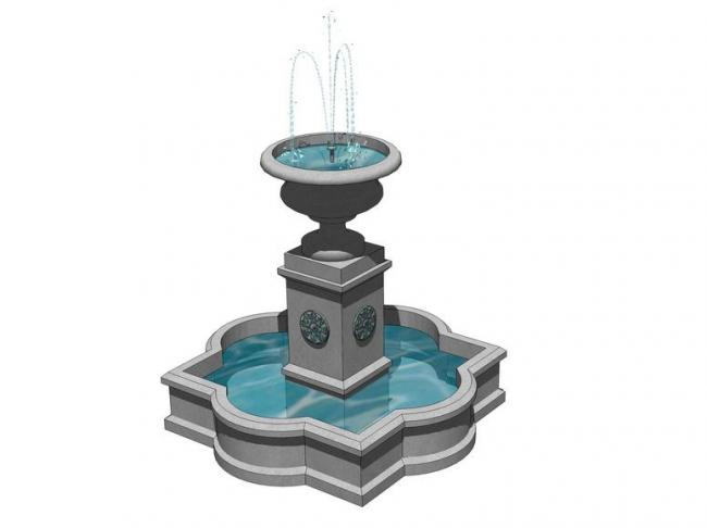 SketchUp Material Model: European Water Fountain Landscape Sculpture Components