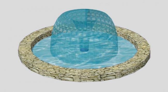 SketchUp Material Model: Modern Water Fountain Landscape Sculpture Component