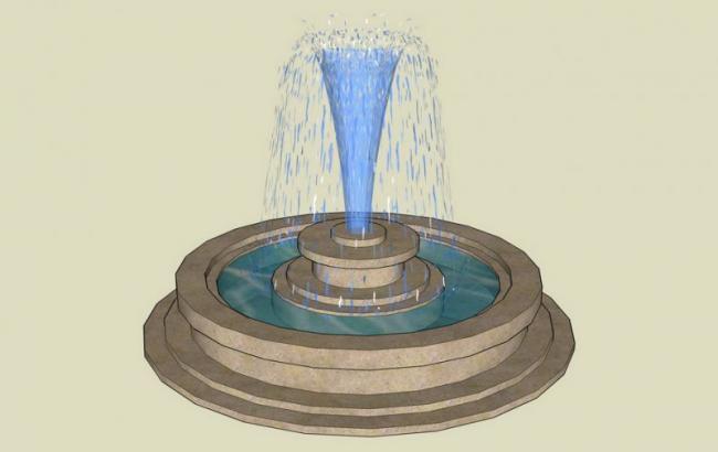 SketchUp Material Model: European Water Fountain Landscape Sculpture Components
