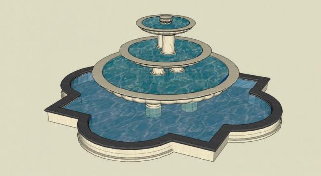 SketchUp Material Model: European Water Fountain Landscape Sculpture Components