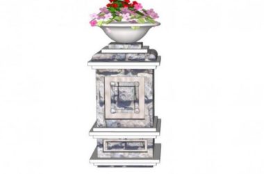 SketchUp Material Model: European Floral Bowl Landscape Sculpture Component-BIM WORLD