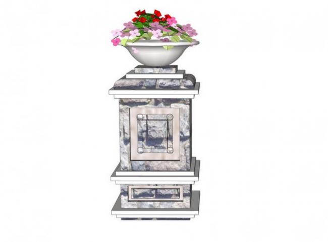 SketchUp Material Model: European Floral Bowl Landscape Sculpture Component