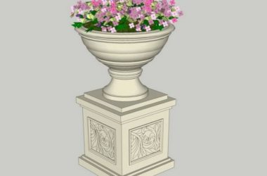 SketchUp Material Model: European Floral Bowl Landscape Sculpture Component-BIM WORLD