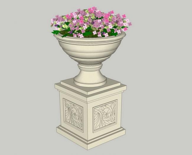 SketchUp Material Model: European Floral Bowl Landscape Sculpture Component