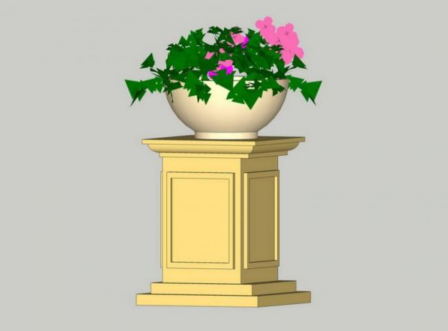 SketchUp Material Model: European Flower Bowl Landscape Sculpture Component