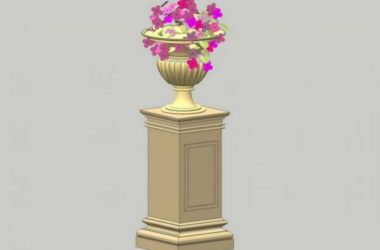 SketchUp Material Model: European Flower Bowl Landscape Sculpture Component-BIM WORLD