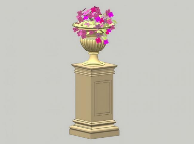 SketchUp Material Model: European Flower Bowl Landscape Sculpture Component