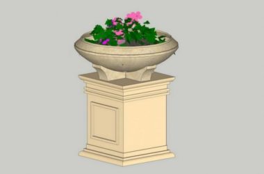 SketchUp Material Model: European Flower Bowl Landscape Sculpture Component-BIM WORLD