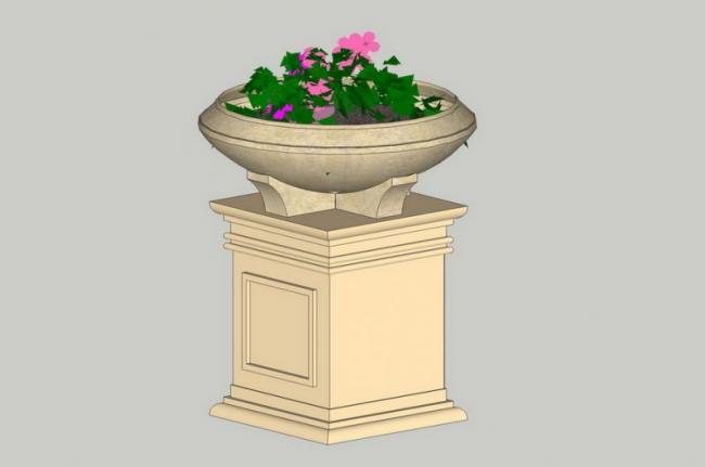 SketchUp Material Model: European Flower Bowl Landscape Sculpture Component