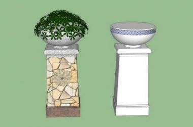SketchUp Material Model: European Floral Bowl Landscape Sculpture Component-BIM WORLD