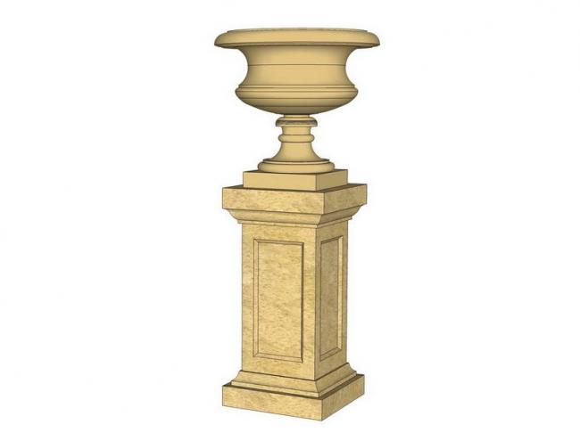 SketchUp Material Model: European Floral Bowl Landscape Sculpture Component