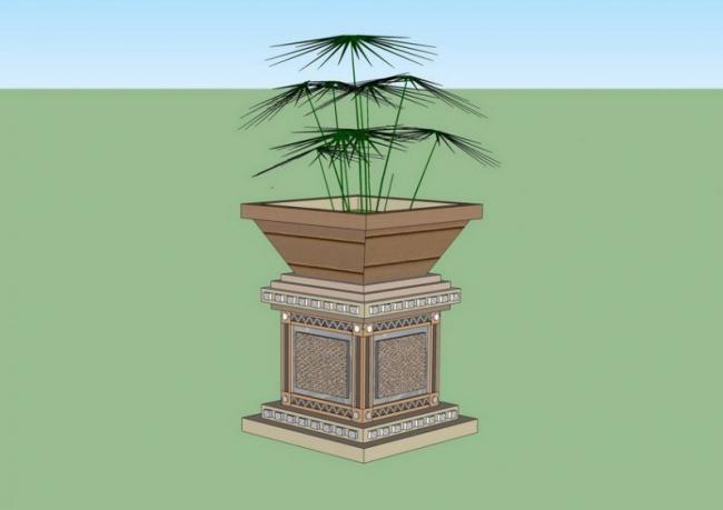 SketchUp Material Model: European-Style Flowerpot, Flower Bowl, and Landscape Sculpture Components