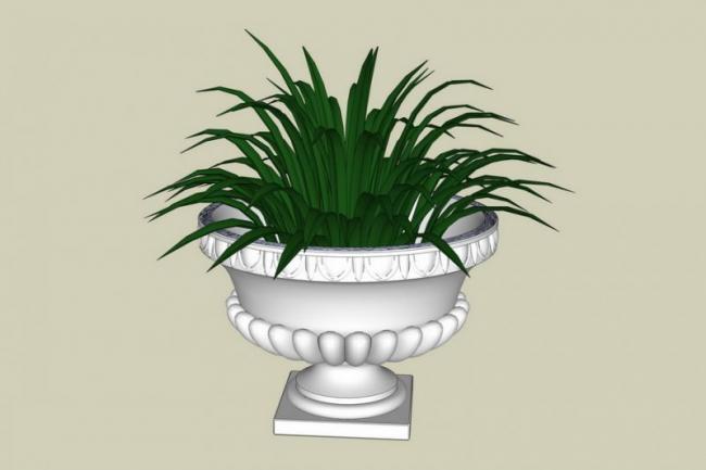 SketchUp Material Model: European Floral Bowl Landscape Sculpture Component