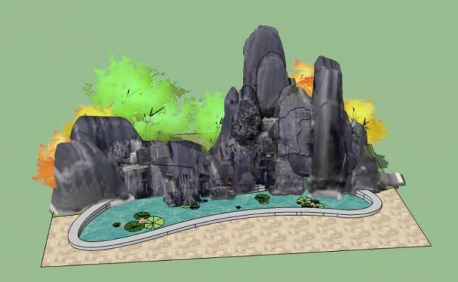 SketchUp Materials for Rockery Landscape Sculpture Models