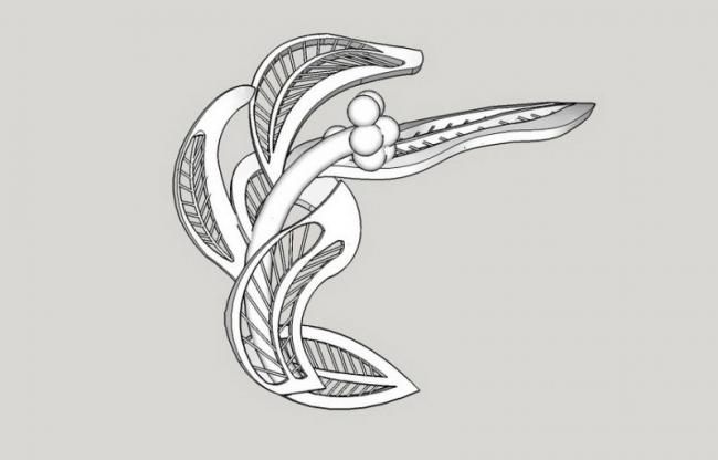 Modern Leaf Art Landscape Sculpture Material Component for SketchUp Models