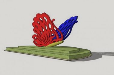 Abstract Butterfly Landscape Sculpture Model | Modern SketchUp Material Component-BIM WORLD