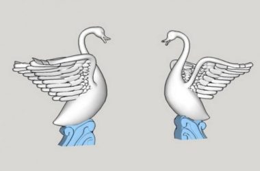 Modern SketchUp Material Components for Animal and Swan Sculpture Landscape Models-BIM WORLD